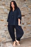 Mimi Pillow Cotton Batwing Blouse Black